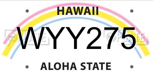 WYY275 Hawaii License Plate