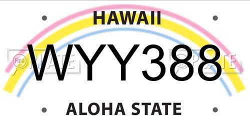 WYY388 Hawaii License Plate