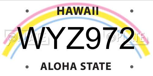 WYZ972 Hawaii License Plate