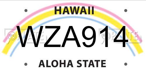 WZA914 Hawaii License Plate