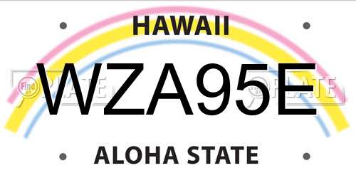 WZA95E Hawaii License Plate
