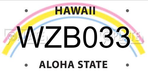 WZB033 Hawaii License Plate