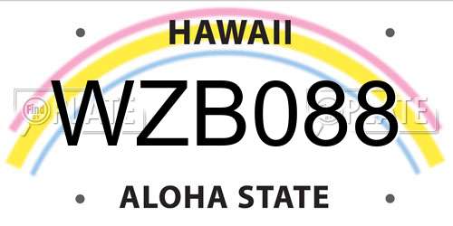 WZB088 Hawaii License Plate
