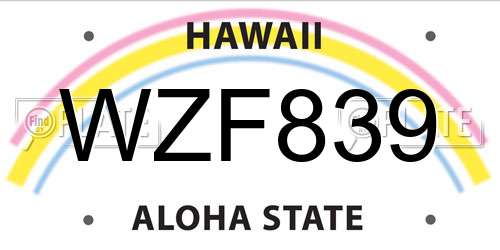 WZF839 Hawaii License Plate