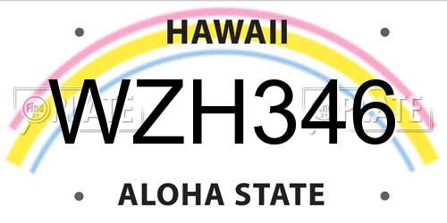 WZH346 Hawaii License Plate