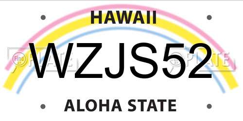 WZJS52 Hawaii License Plate