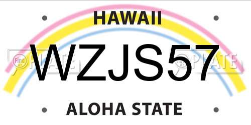 WZJS57 Hawaii License Plate