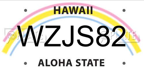 WZJS82 Hawaii License Plate