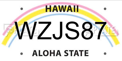 WZJS87 Hawaii License Plate