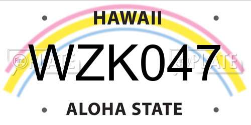 WZK047 Hawaii License Plate
