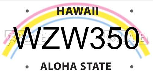 WZW350 Hawaii License Plate