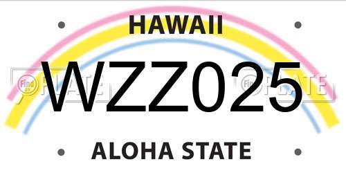 WZZ025 Hawaii License Plate