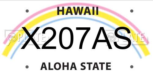 X207AS Hawaii License Plate