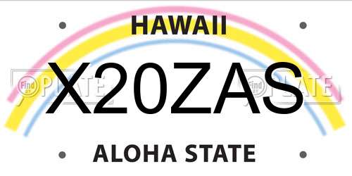 X20ZAS Hawaii License Plate