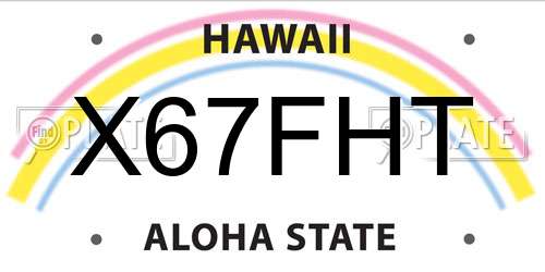 X67FHT Hawaii License Plate