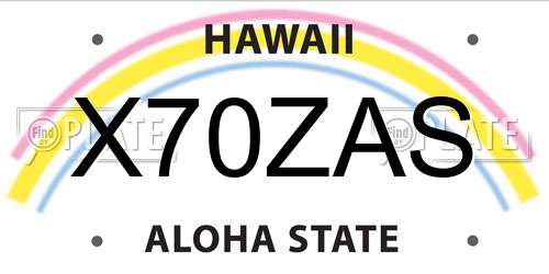 X70ZAS Hawaii License Plate