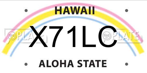 X71LC Hawaii License Plate