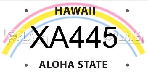 XA445 Hawaii License Plate