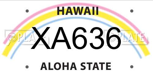 XA636 Hawaii License Plate
