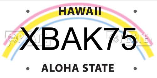 XBAK75 Hawaii License Plate