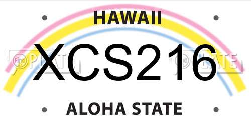 XCS216 Hawaii License Plate