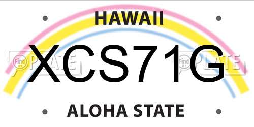 XCS71G Hawaii License Plate
