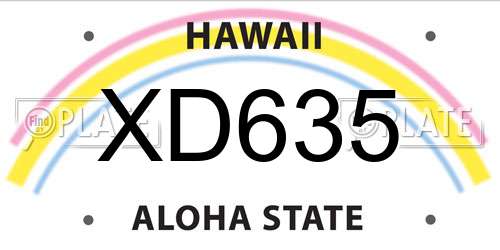 XD635 Hawaii License Plate