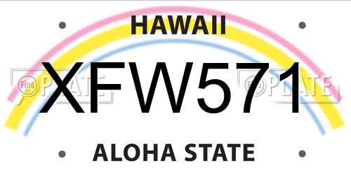 XFW571 Hawaii License Plate