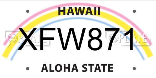 XFW871 Hawaii License Plate