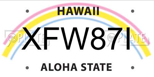 XFW87I Hawaii License Plate
