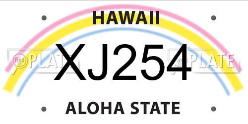 XJ254 Hawaii License Plate