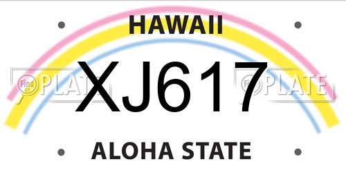 XJ617 Hawaii License Plate