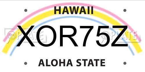 XOR75Z Hawaii License Plate