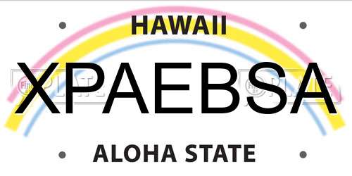 XPAEBSA Hawaii License Plate