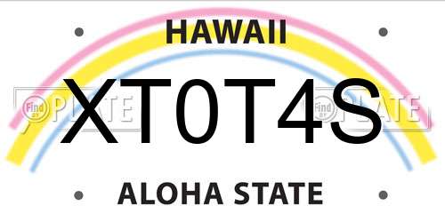 XT0T4S Hawaii License Plate