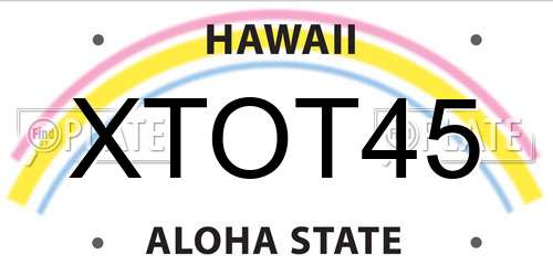 XTOT45 Hawaii License Plate