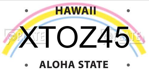 XTOZ45 Hawaii License Plate
