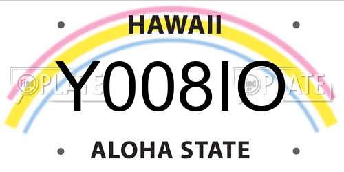 Y008IO Hawaii License Plate