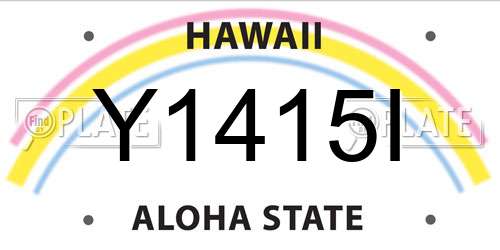Y1415I Hawaii License Plate