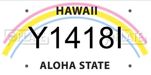 Y1418I Hawaii License Plate