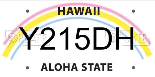 Y215DH Hawaii License Plate