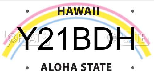 Y21BDH Hawaii License Plate