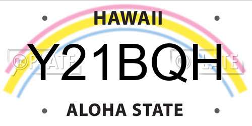 Y21BQH Hawaii License Plate