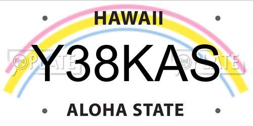 Y38KAS Hawaii License Plate