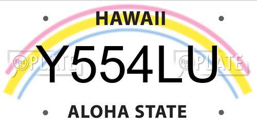 Y554LU Hawaii License Plate