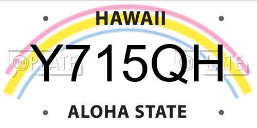 Y715QH Hawaii License Plate