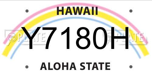 Y7180H Hawaii License Plate