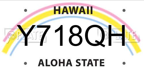 Y718QH Hawaii License Plate