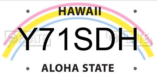 Y71SDH Hawaii License Plate