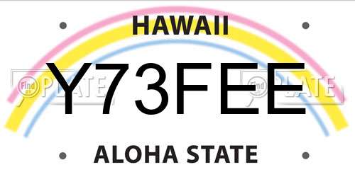 Y73FEE Hawaii License Plate
